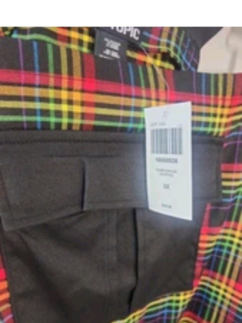 Hot Topic Black Multi Plaid Short Overalls Romper Kidcore Punk Emo Size 2X - Picture 5 of 5